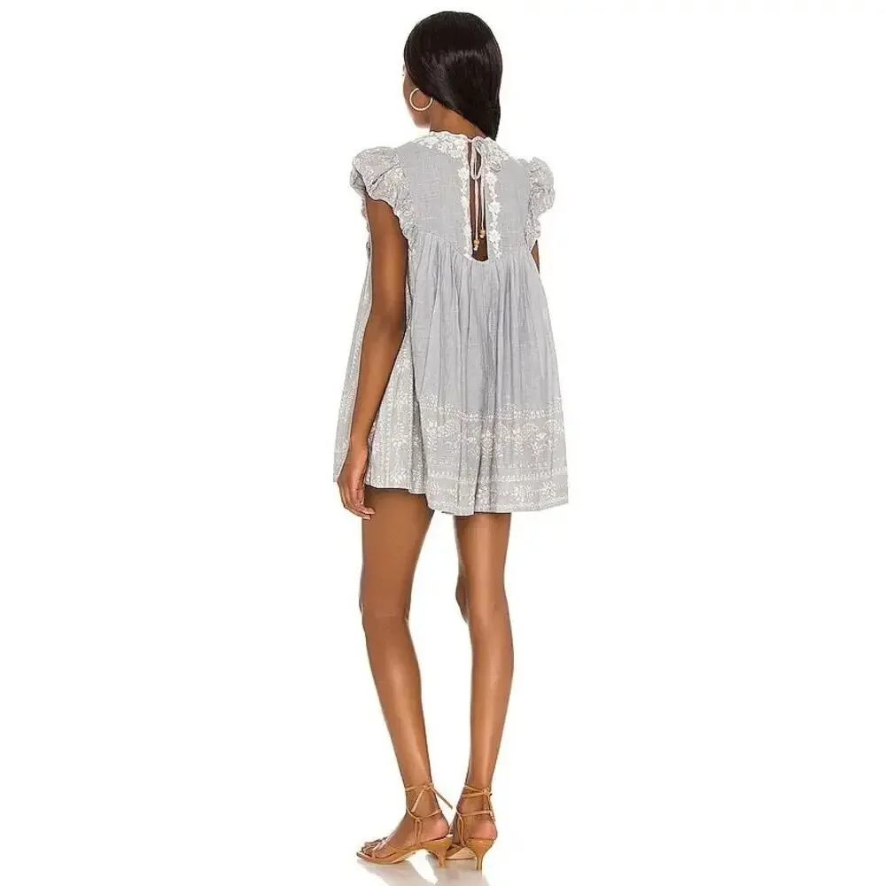 Free People Cutie Pie Romper in Slate Sz S